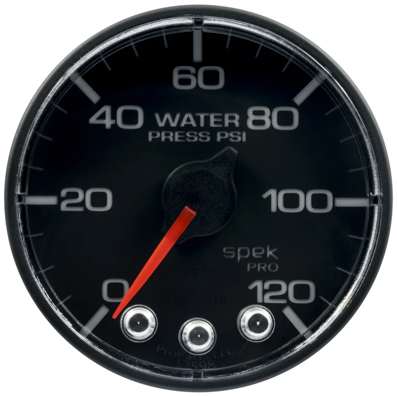 Autometer Spek-Pro Gauge Water Press 2 1/16in 120psi Stepper Motor W/Peak & Warn Blk/Blk