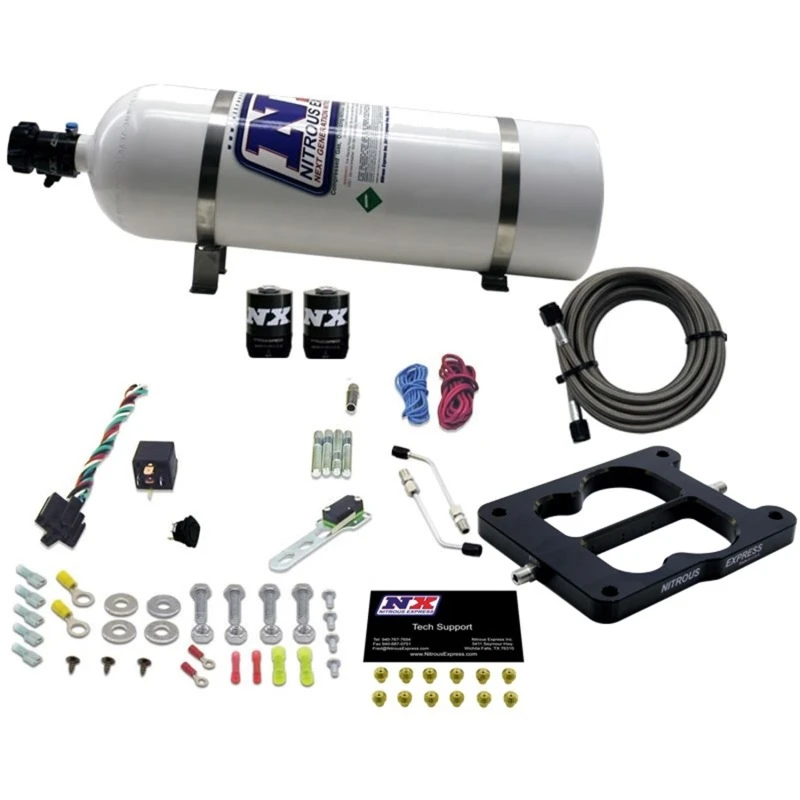 Nitrous Express Q-Jet/Holley Spread Bore Nitrous Kit (50-300PS) mit 15lb Flasche