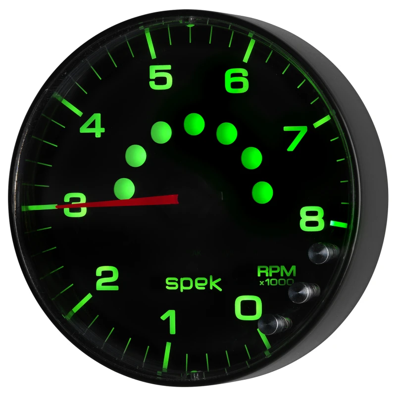 Autometer Spek-Pro Gauge Tachometer 5in 8K Rpm W/Shift Light & Peak Mem Black/Black