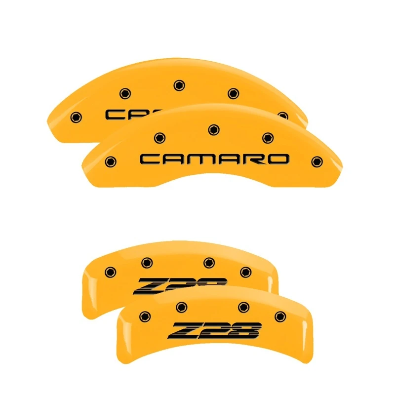 MGP 4 Bremse Caliper Abdeckungen Gravur Vorne Camaro Hinten Z28 Gelb Finish Schwarz Char 1997 Chevy Camaro