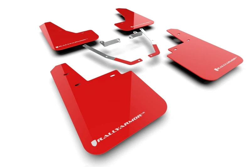 Rally Armor - 2024 für Subaru Crosstrek (Wilderness Only) Rote UR-Schmutzfänger mit weißem Logo - Keine Bohrung erforderlich
