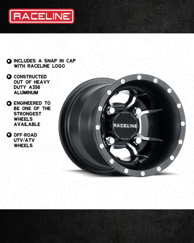 Raceline A77 Mamba 14x7in / 4x156 BP / 5mm Offset / 132.5mm Bore - Black & Machined Wheel