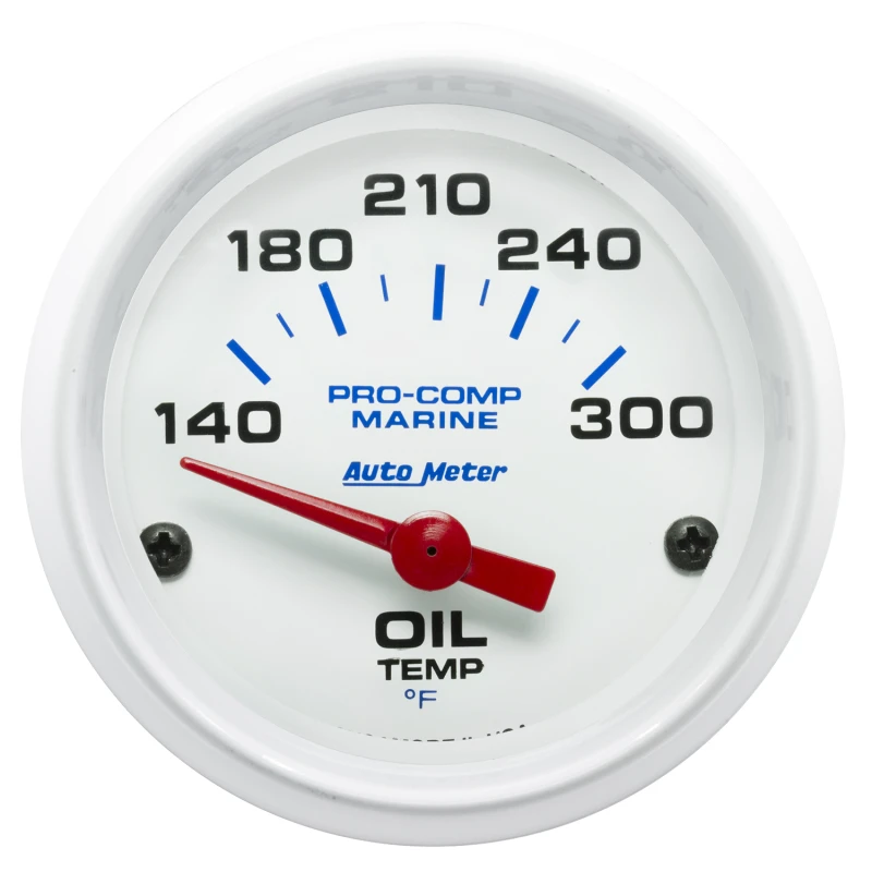 Autometer Marine White Ultra-Lite 2-1/16in Electric Oil Temperature Gauge 140-300 Deg F