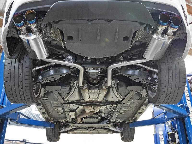 aFe Takeda 16-17 Lexus RC 200T 2.0L (t) 2in. SS Axle-Back Auspuffanlage mit polierten blauen Endstücken