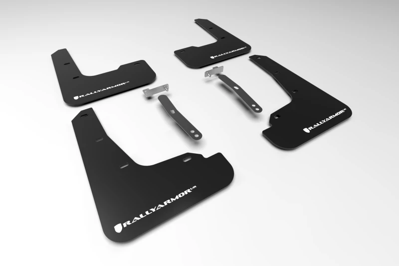 Rally Armor 21-23 Hyundai Elantra Schwarzes UR-Spritzschutz mit weißem Logo