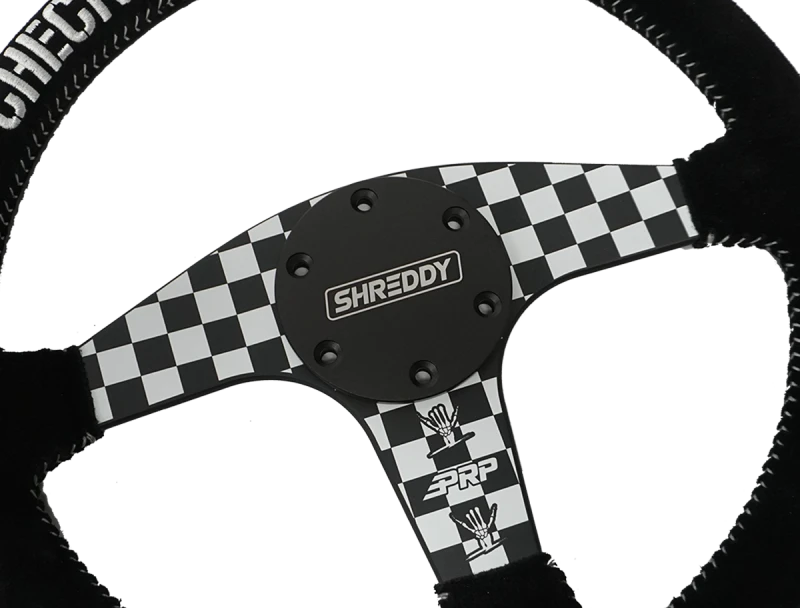 PRP X Shreddy Checkered Steering Wheel - Flat
