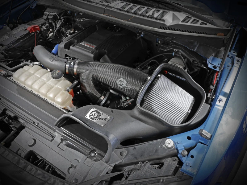 aFe 17-20 Ford F-150/Raptor Track Series Carbon Fiber Kaltluft-Einlasssystem mit Pro DRY S Filtern