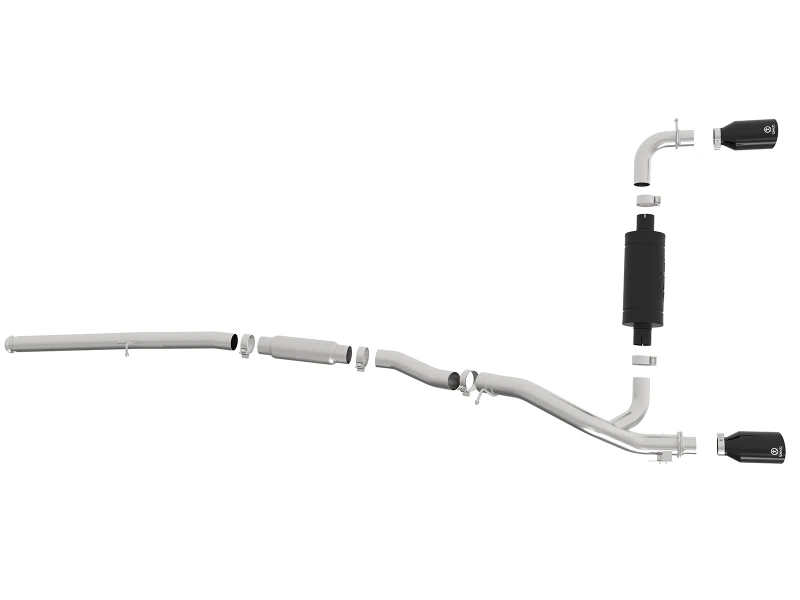 aFe Takeda 3 Zoll 304 Edelstahl Cat-Back Auspuffsystem mit schwarzen Endrohren 16-18 Ford Focus RS I4-2.3L (t)