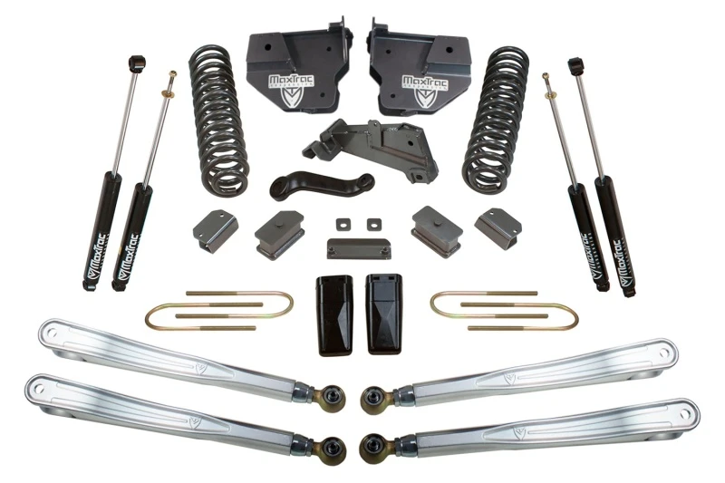 MaxTrac 4in/1in MaxPro Coil Lift Kit mit 4-Link Arms & MaxTrac Shocks für 2013–2018 RAM 3500 4WD