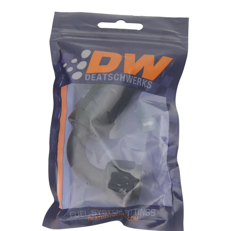 DeatschWerks 8 AN Weibliche Flare Swivel 120-Grad Schlauchendstück CPE - El氧ierte Matte Schwarz