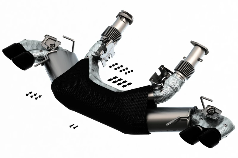 Borla 2020 Chevrolet Corvette C8 6.2L S-Type Auspuffsystem Dual Round Rolled A/C Black Chrome Tips
