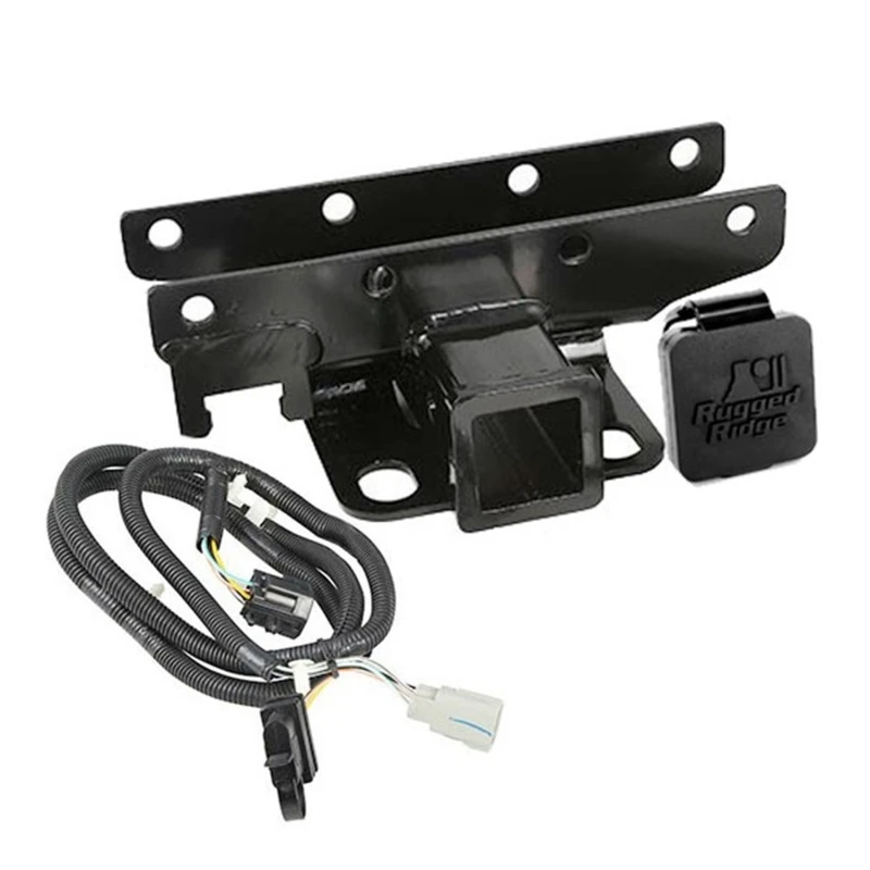 Rugged Ridge Empfängerhaken- und Verkabelungs-Kit RR Logo 07-18 Jeep Wrangler JK