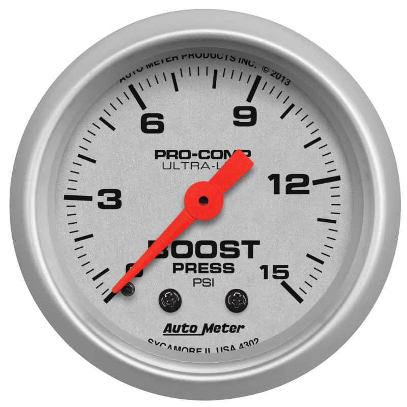 Autometer Ultra-Lite 52mm 0-15 PSI Mechanischer Boost-Druckmesser