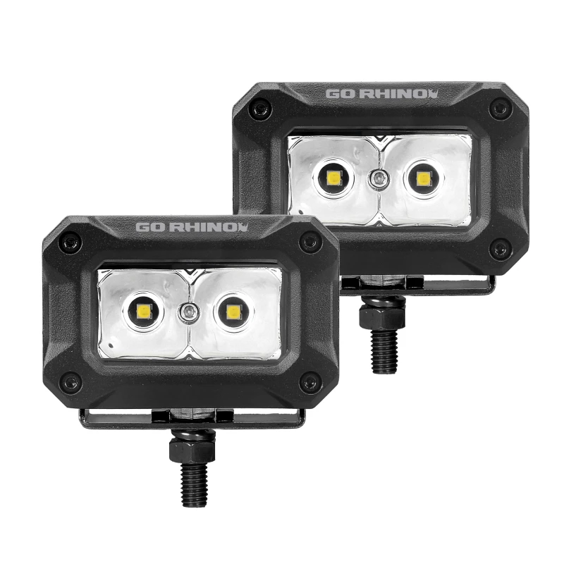 Go Rhino Xplor Bright Serie Rechteck LED Spot Licht Kit (Oberfläche/Gewindebolzenbefestigung) 3x2 - Schwarz (Paar)