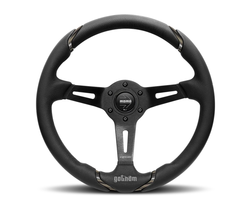 Momo Gotham Steering Wheel 350 mm - Black Leather/Black Spokes
