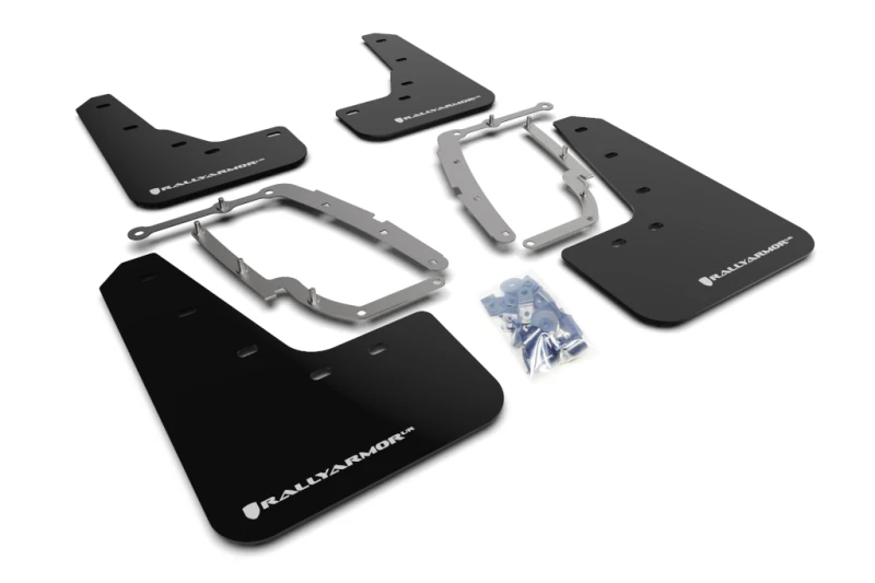 Rally Armor 17-23 Tesla Model 3 Schwarze UR Schmutzfänger mit weißem Logo