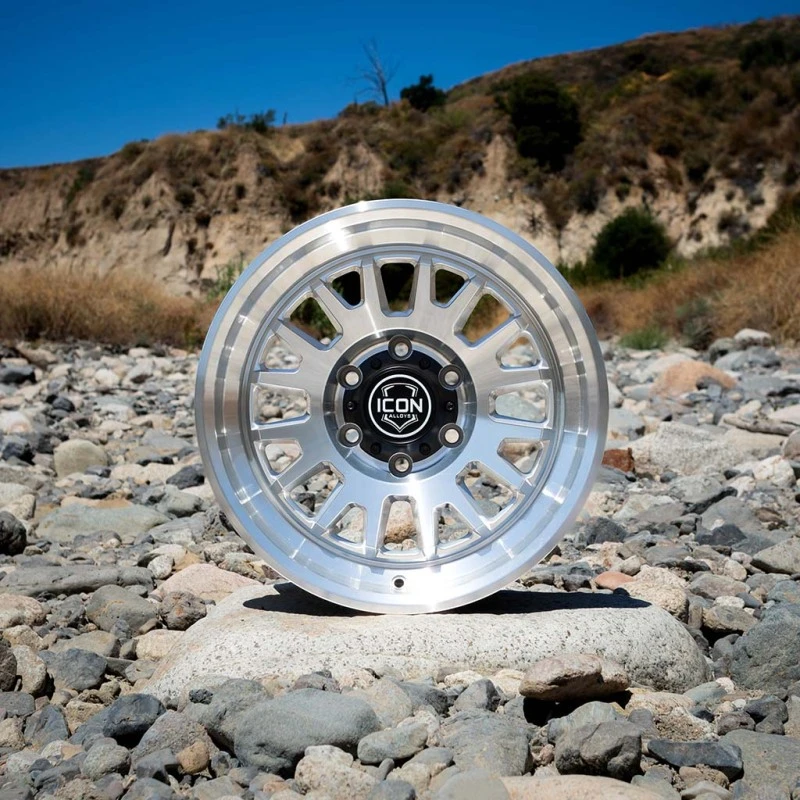 ICON Anza 17x8.5 5x150 25mm Offset 5.75in BS Silver Machined Wheel