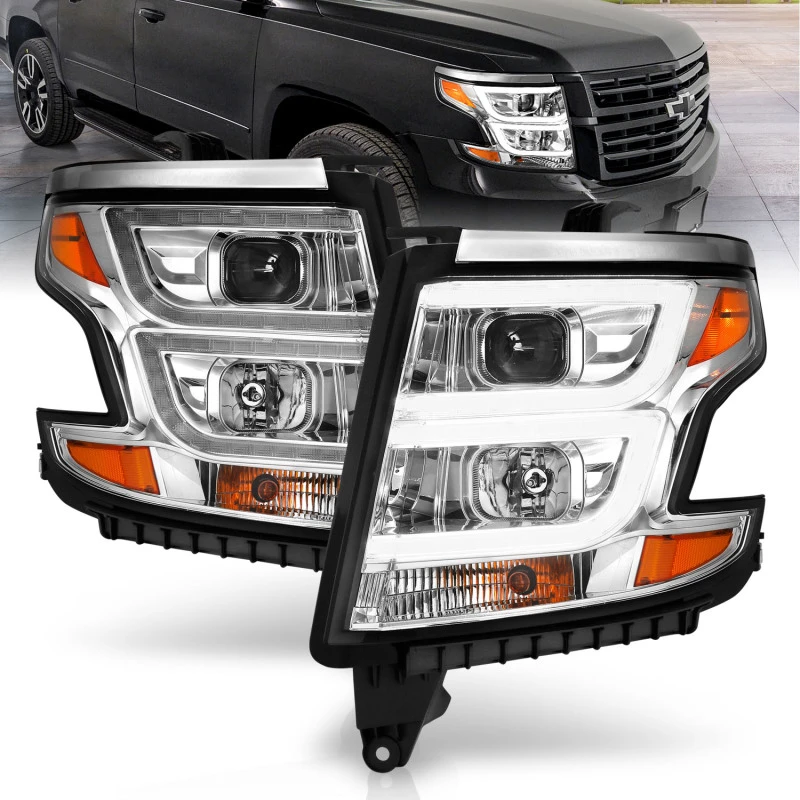 ANZO 2015-2020 Chevy Tahoe Projektor-Scheinwerfer Plank-Style Chrom mit DRL