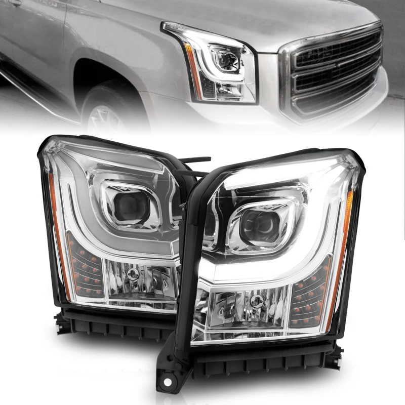 ANZO 2015-2017 GMC Yukon XL Projektor-Scheinwerfer mit Lightbar - Chrom/Amber