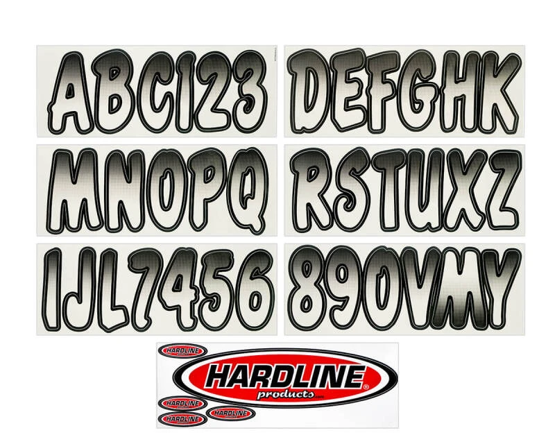 Hardline Bootsbuchstaben- und Registrierungsnummer-Kit 3 Zoll - 200 Weiß/Schwarz