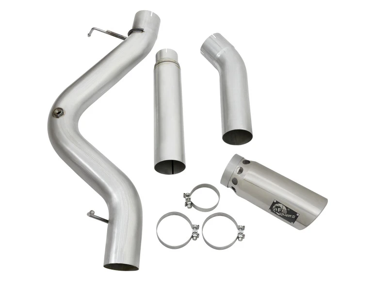 aFe LARGE Bore HD 5-Zoll-Auspuff DPF-Back SS mit Pol-Tipps 16-17 GM Diesel LKW V8-6,6L (td) LML/L5P
