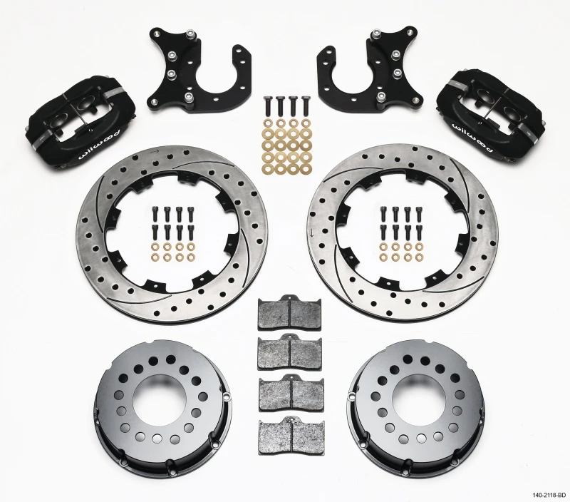 Wilwood Forged Dynalite P/S Hinterrad-Bremse Kit gebohrte Bremsscheibe New Big Ford 2,50 Zoll Offset