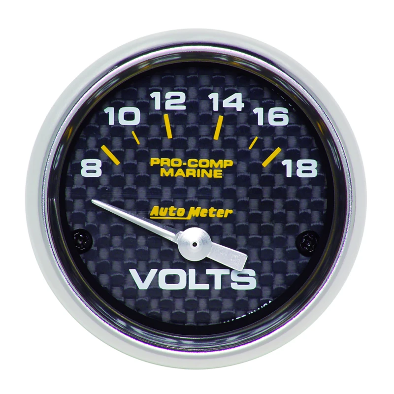 Autometer Marine Carbon Fiber 2-1/16in 18V Electric Voltmeter Gauge