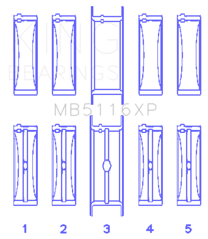 King Engine Bearings Chrysler 426CI / 440CI V8 OHV Coated Performance Main Bearing Set