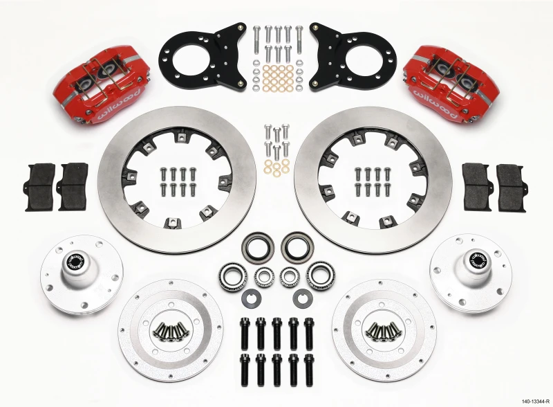 Wilwood Dynapro Dust-Boot Front Kit 12,19 Zoll Rot 1965-1969 Mustang Disc & Drum Spindel