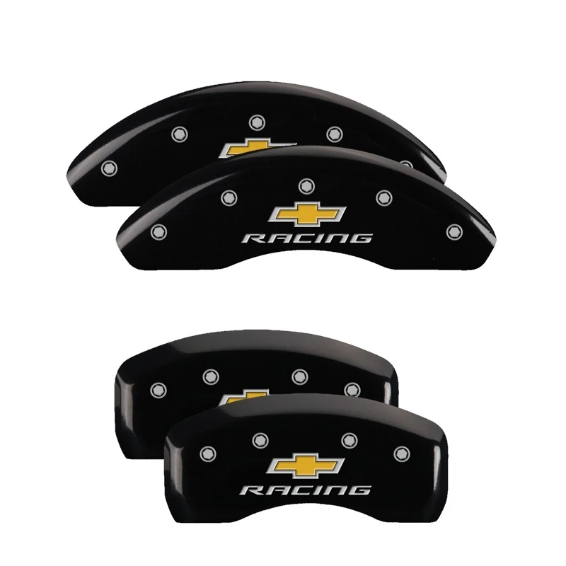 MGP 4 Bremse Caliper Abdeckungen Graviert V & H Chevy Racing Schwarz Finish Silber Char 2019 Chevrolet Bolt EV