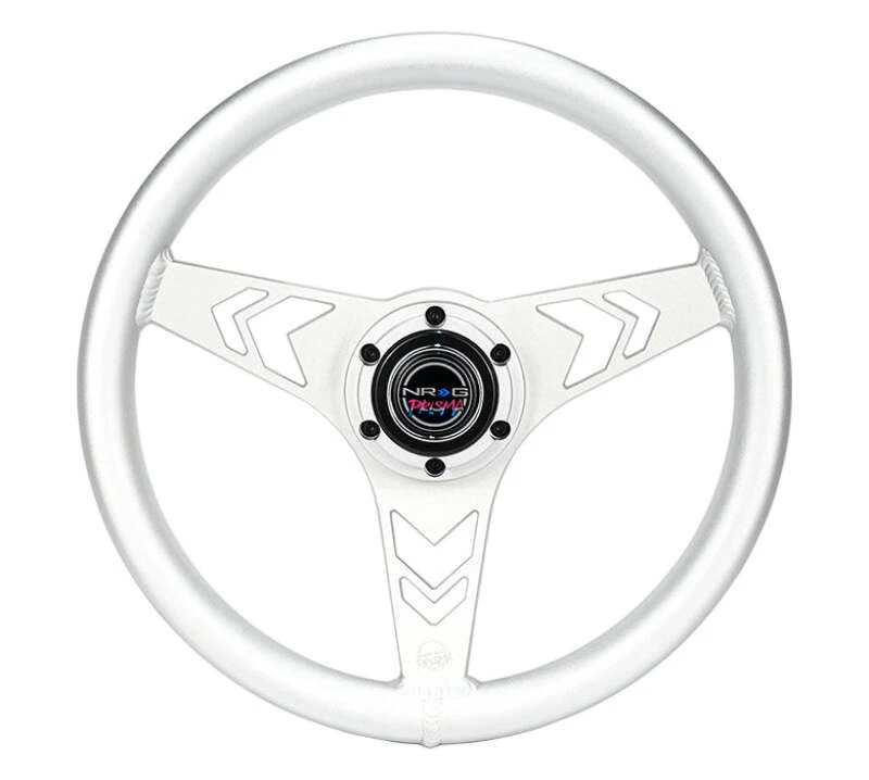 NRG Aluminum Steering Wheel 330mm - Arow Cutout - Ergonomic Grip - Anadized Silver