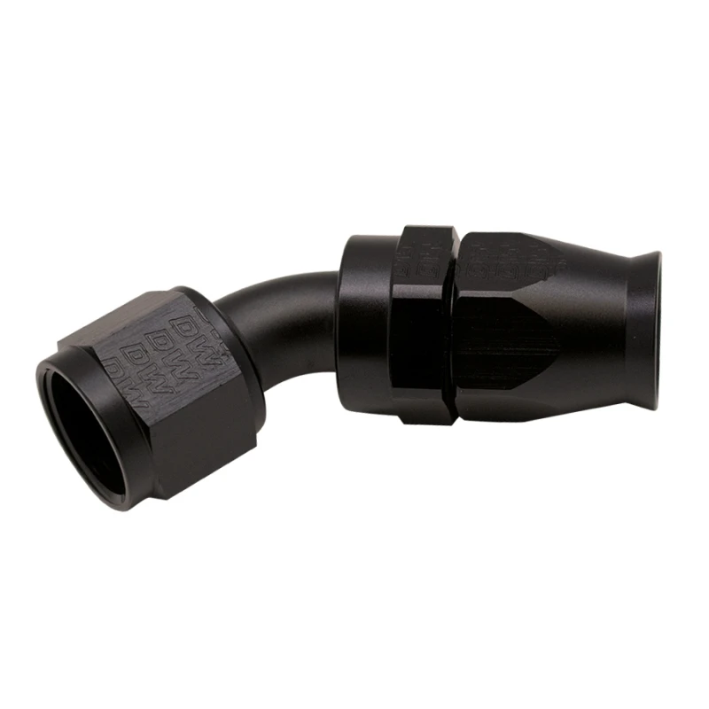 DeatschWerks 10AN Weibliche Schwenk 45-Grad Schlauchend-PTFE (Inklusive Olive Insert) - Anodisiert Matt Schwarz