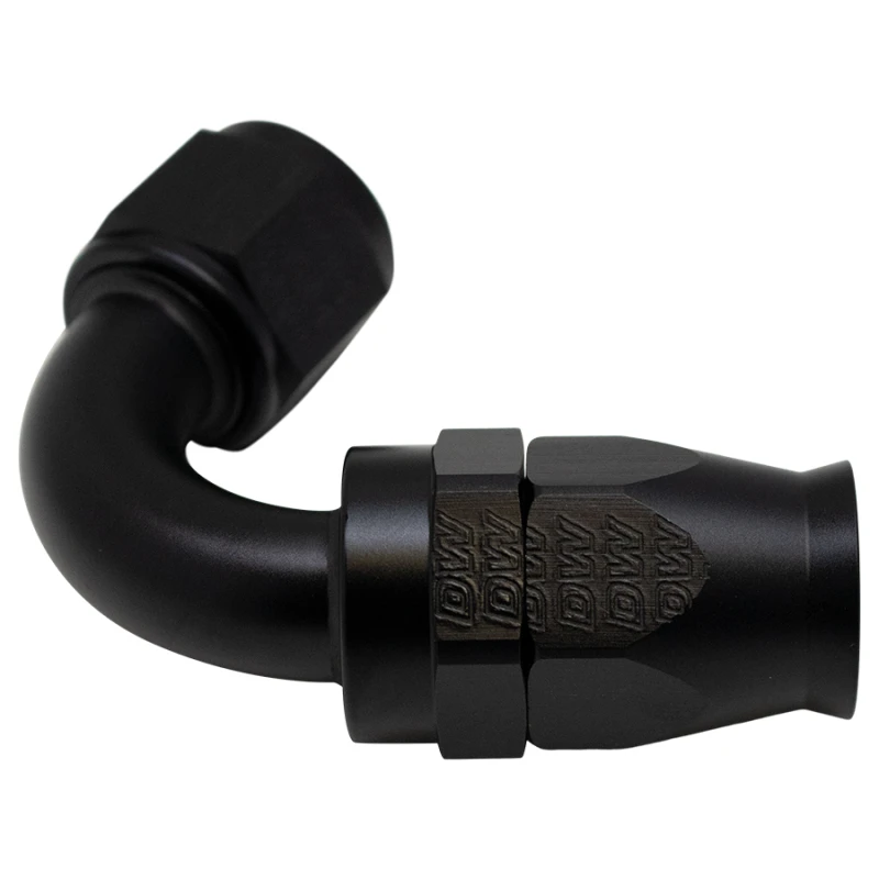 DeatschWerks 10AN weibliche Flare-Swivel 120-Grad-Schlauchend PTFE - eloxiert matt schwarz