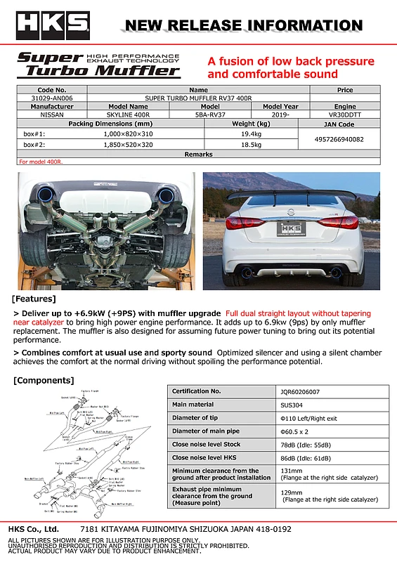 HKS Super Turbo Muffler RV37 400R