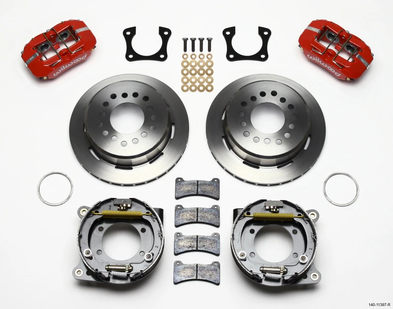 Wilwood Dynapro Low-Profile 11,00 Zoll P-Bremse-Kit - Rot 58-64 Olds/Pontiac Enden 2,81 Zoll Offset