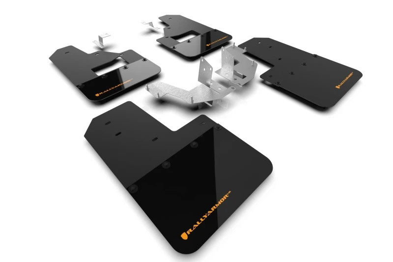 Rally Armor 21-24 Ford Bronco (Kunststoff-Stoßfänger + RB - kein Raptor/Sport) schwarze Schmutzklappe mit orange-Logo