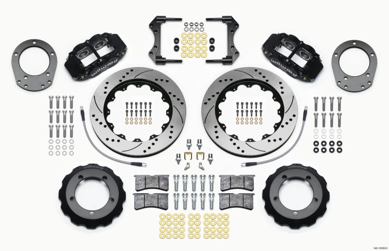 Wilwood Narrow Superlite 4R Vordere Hut Kit 14,00 Zoll gebohrt 76-77 Ford Bronco Dana 44 mit Leitungen