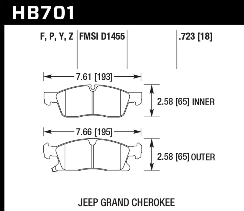 Hawk 11-12 Dodge Durango / 11-12 Jeep Grand Cherokee HPS 5.0 Front Street Bremsebeläge