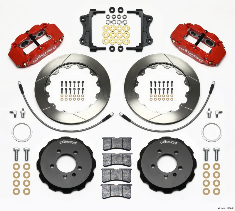 Wilwood Narrow Superlite 6R Front Hat Kit 12,88 Zoll Rot 06-12 Volkswagen GTI mit Leitungen
