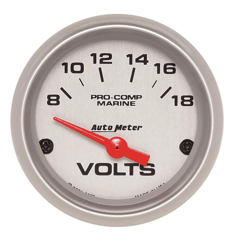 Autometer Voltmeter 2-1/16 Zoll 18V Elektrisch Marine Silber Ultra-Lite Anzeige