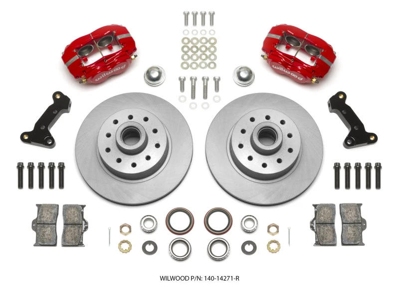 Wilwood Forged Dynalite Vordere Bremse Kit 11,03 Zoll 1 PC Rotor&Hub - Rot 74-80 Pinto Disc Spindel nur