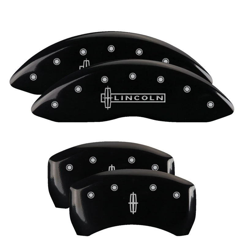 MGP 4 Bremssattel-Abdeckungen Graviert vorne Lincoln Graviert hinten Stern-Logo Schwarz-Finish Silber-Ch