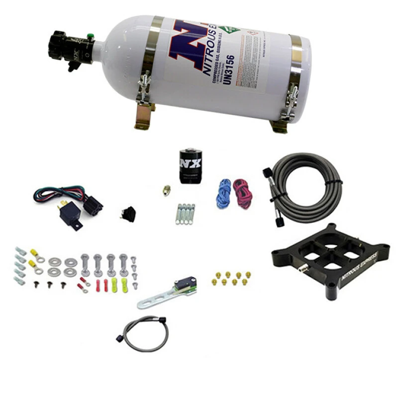 Nitrous Express Dry Single Entry Billet Crossbar Plate System 100-500hp (4150 Flange) w/10lb Bottle