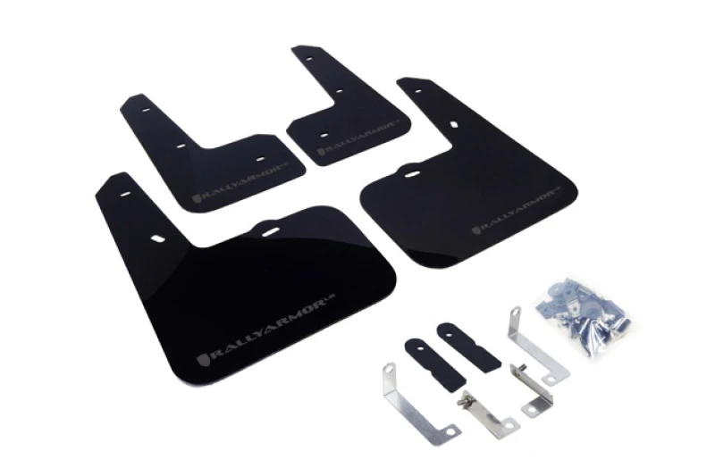 Rally Armor 12-18 Hyundai Veloster Schwarzes UR-Schmutzfang mit grauem Logo