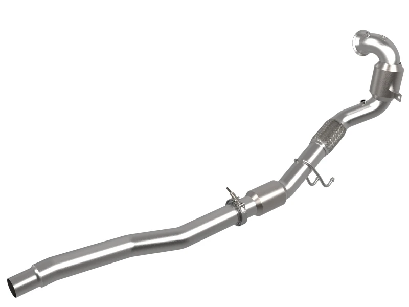 aFe Power Twisted Steel Down Pipe 3 Zoll 304 Edelstahl mit Kat 15-18 VW Golf R MKVII L4-2.0L (t)