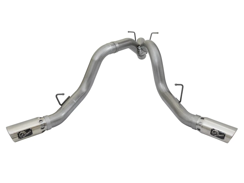 aFe Large Bore-HD 4 Zoll 409-SS DPF-Back Auspuff mit Dual Polierten Endstücken 2017 GM Duramax V8-6.6L (td) L5P