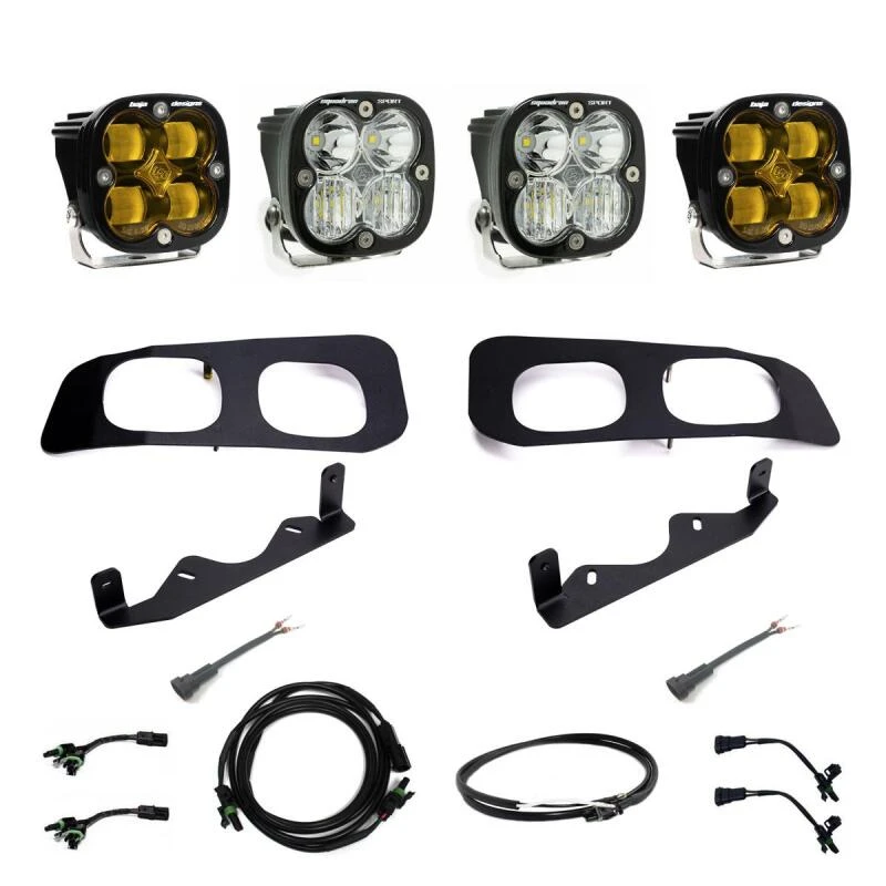 Baja Designs 2023+ Ford F250/F350 Super Duty Squadron SAE/Sport Fog Pocket Kit - Amber