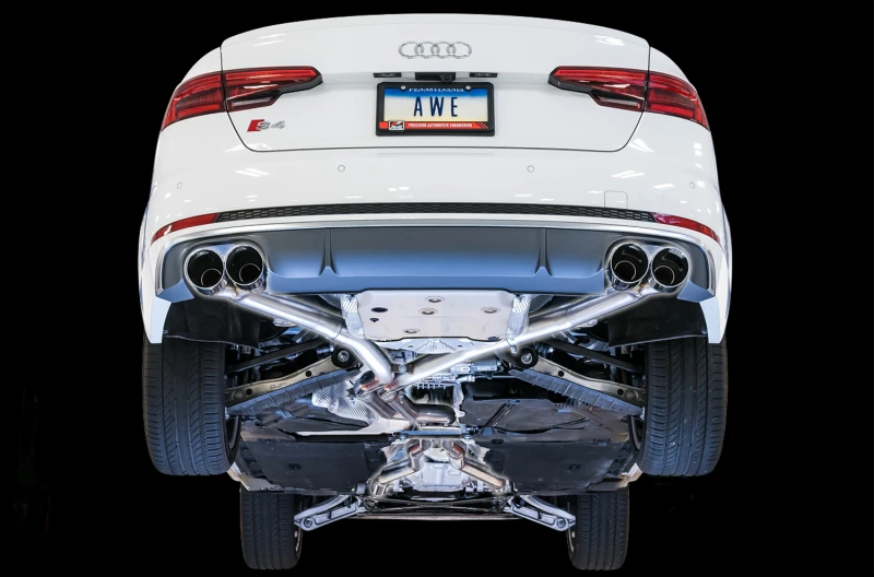 AWE Tuning Audi B9 S4 Track Edition Auspuff - Nicht-Resoniert (Schwarze 102mm Endrohre)