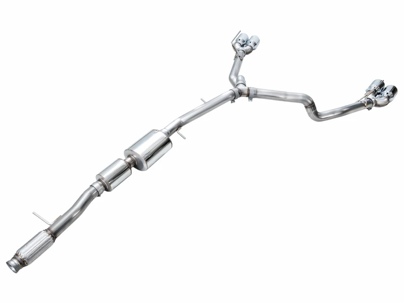 AWE Tuning 2021+ GMC Tahoe/Yukon 5.3L 0FG Split Rear Exit Catback Exhaust - Quad Chrome Silver Tips