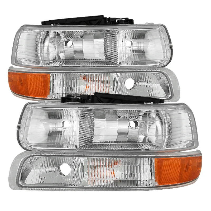 spyder_9035111-6794bc97470b9 xTune Chevy Silverado 1500 99-02 OEM Style Headlights w/ Bumper Lights - Chrome HD-JH-CSIL99-OE-SET